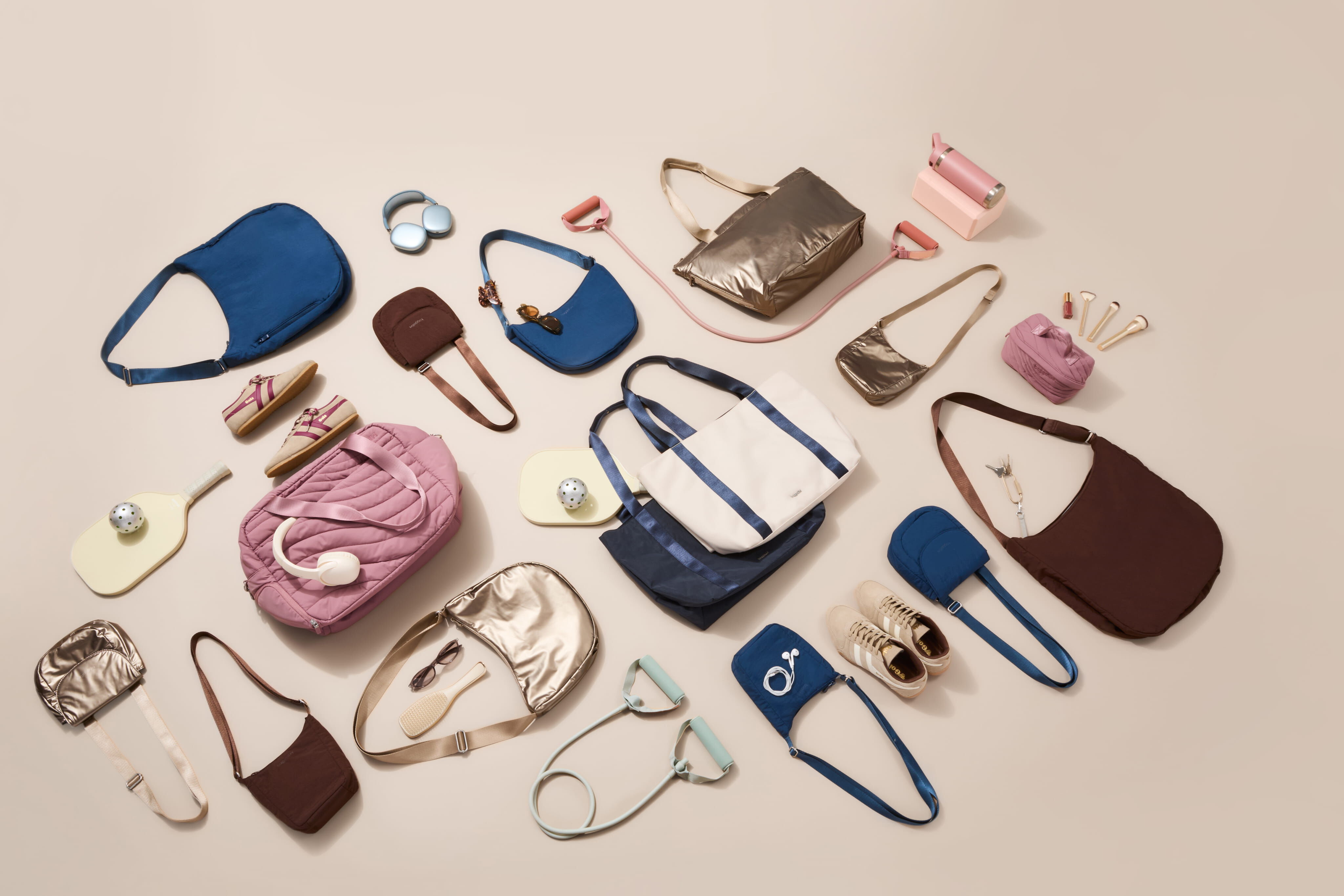 a collage of bags