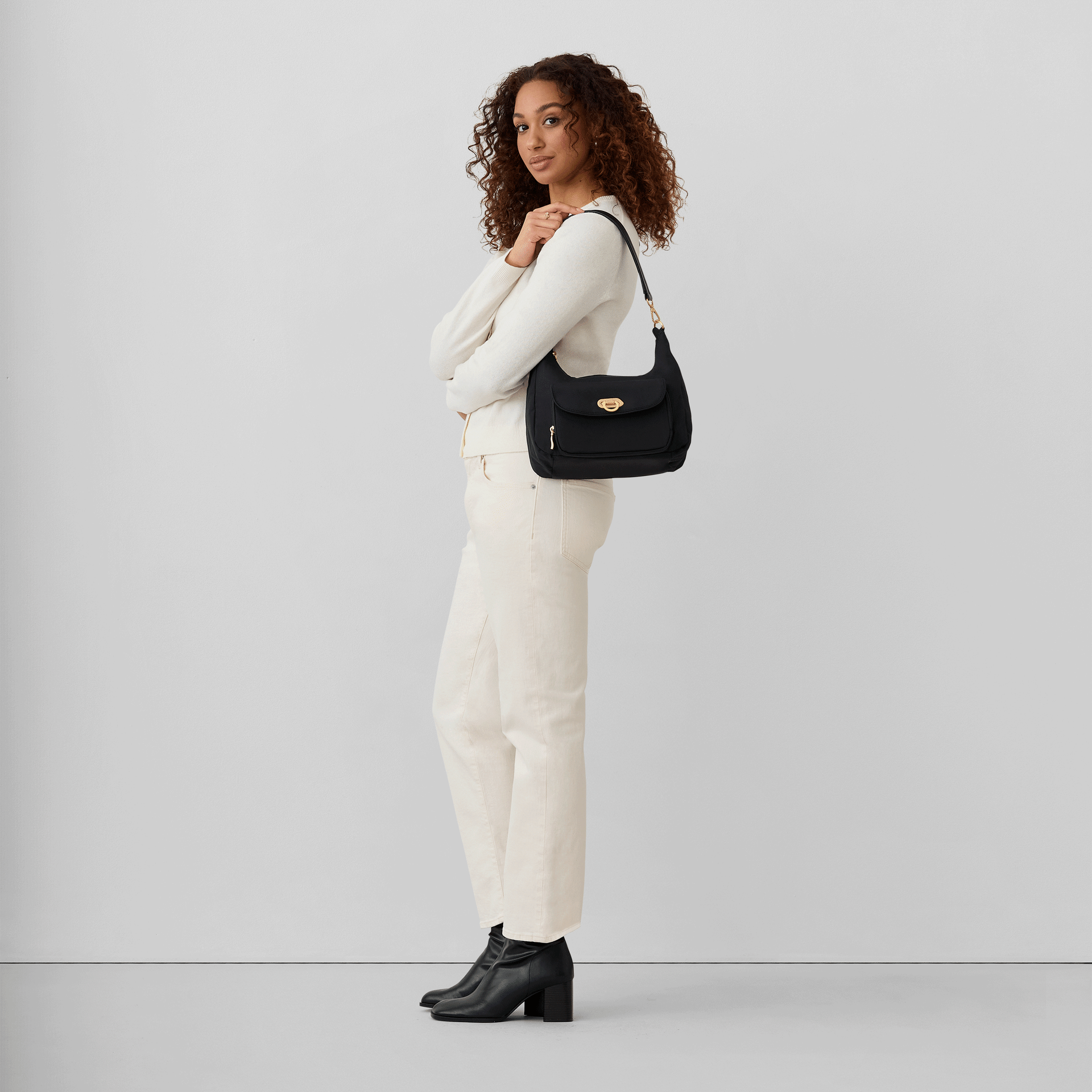 Coastal Flip Lock Half Moon Bag